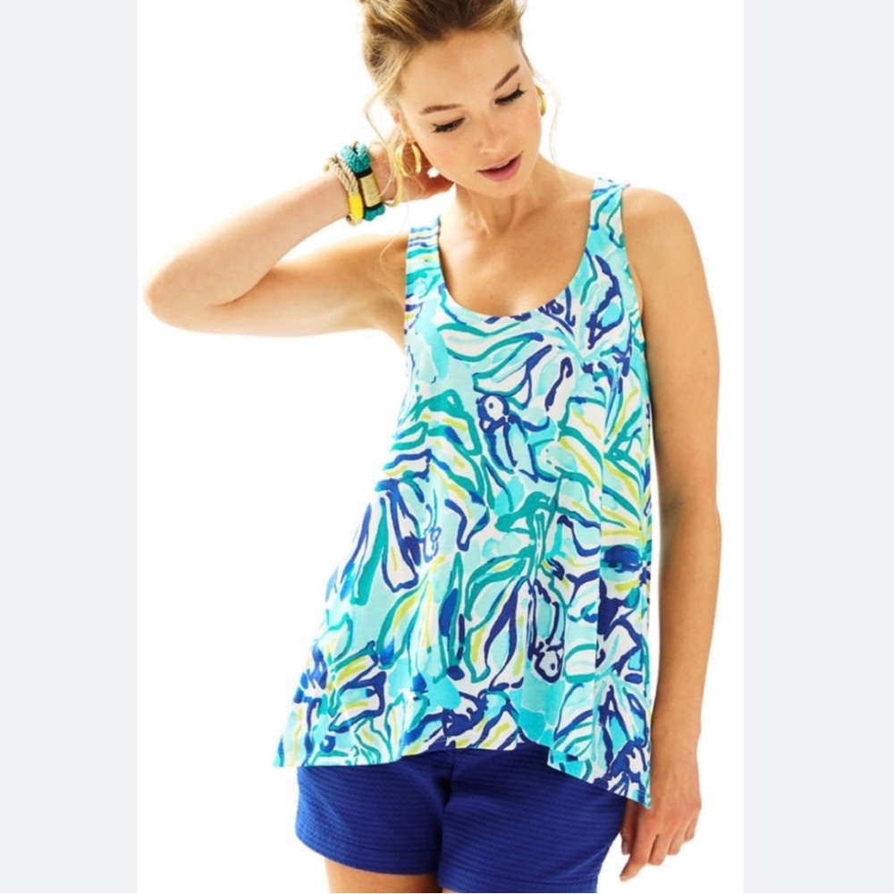Lilly Pulitzer Monterey Tank in Poolside Blue Stay Cool
